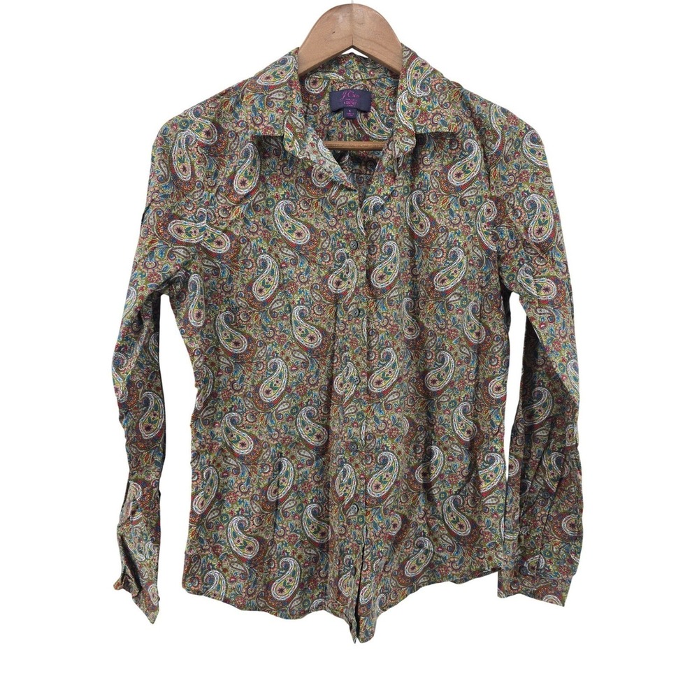 J.Crew Button Down Shirt Womens 6 Multicolor Liberty Fabrics Paisley Cotton